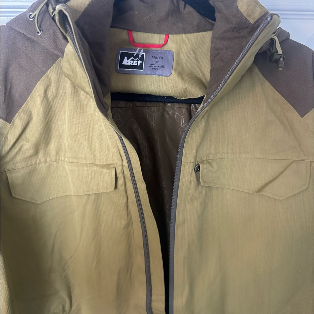 Rei E1 Elements Jacket Medium Green Hooded Full Z… - image 5